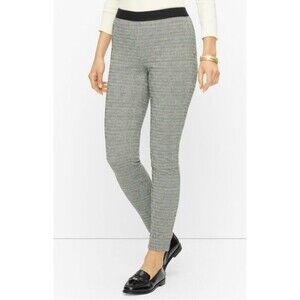 Talbots 16p Soho Ankle Legging Pants Women Black Mini Glenn Plaid Ankle Preppy
